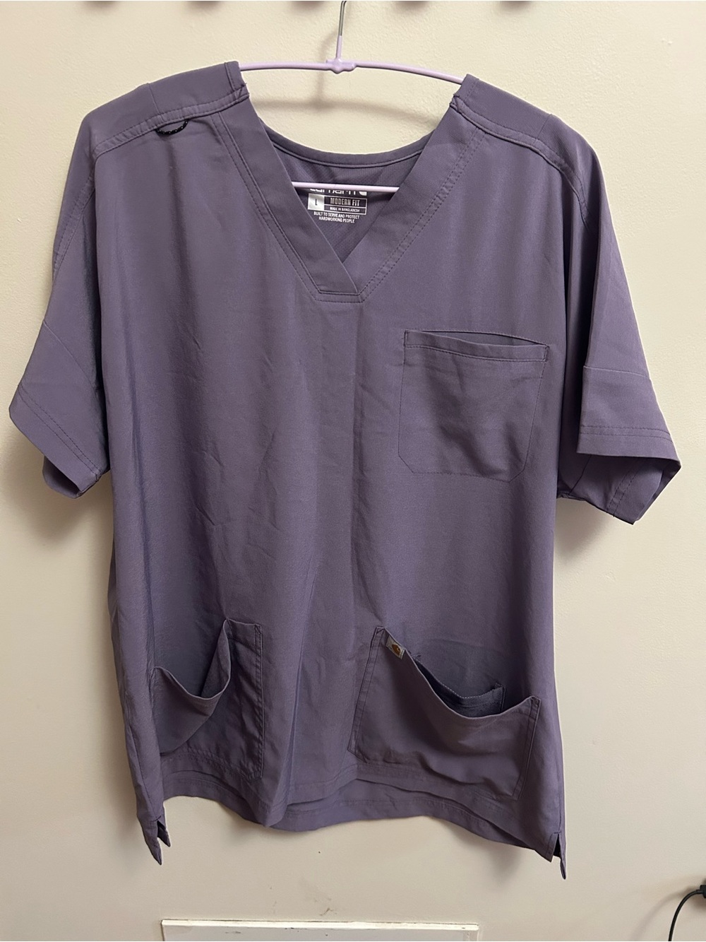 Carhartt Women's Short Sleeve V-Neck Scrub Top in Slate Purple